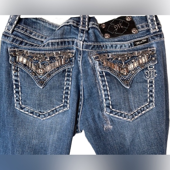 🌺Miss Me Gunmetal Bling Pockets, Boot Cut Jeans JP4656-6 Women’s Size 31🌸🌺 - Picture 6 of 14